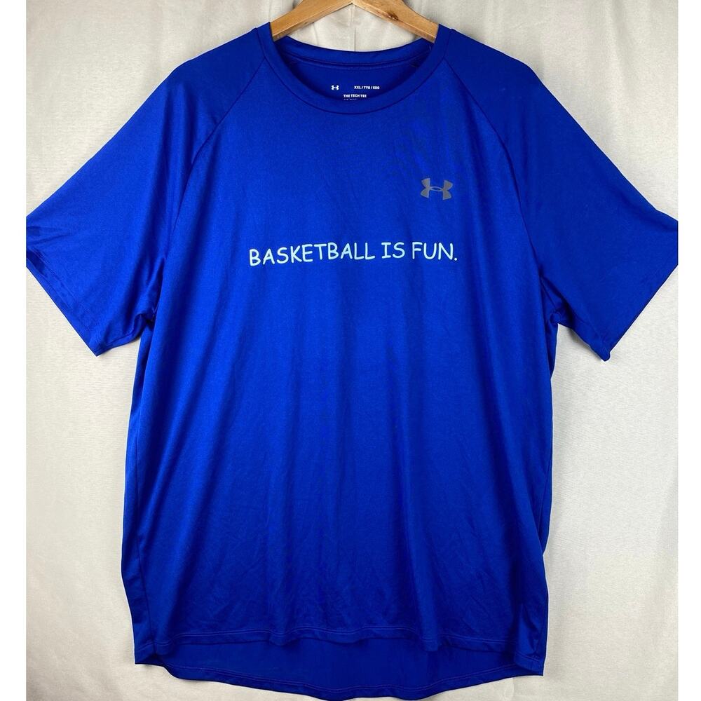 Under Armour Royal Blue The Tech Tee Basketball Shirt Men’s sz XXL Custom Print